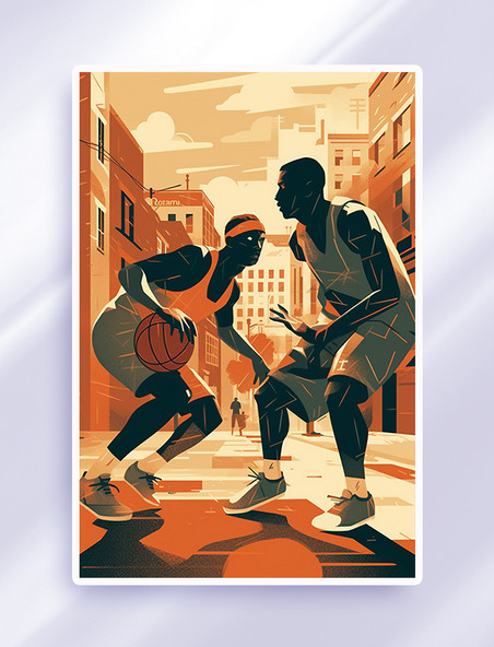 篮球体育运动扁平数字艺术插画
