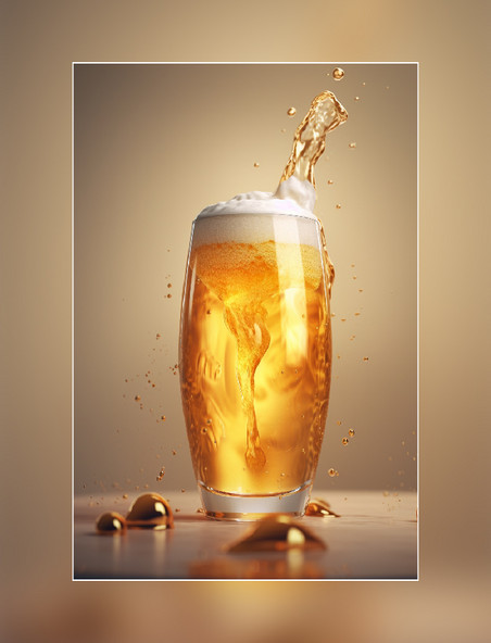 金色啤酒玻璃杯摄影