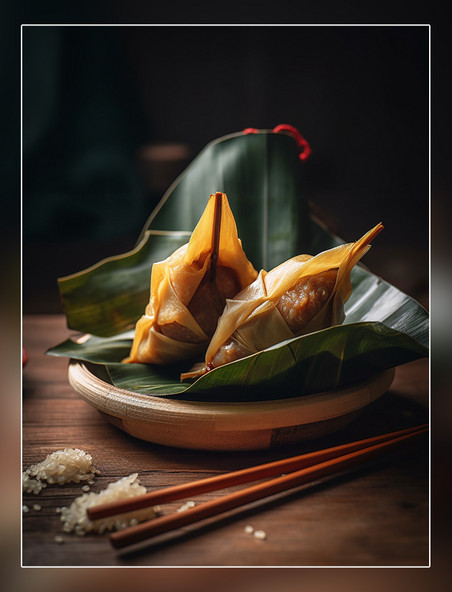 高清食物拍摄端午节中国传统节日美食特色糯米粽子美味粽子摄影图