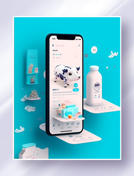 清新简约立体奶粉牛奶主题手机APP界面UI设计电商网购