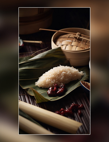 美食特色中国传统节日端午节糯米粽子大枣美味粽子摄影图高清食物拍摄
