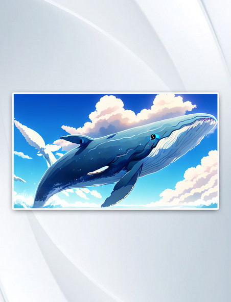 AI绘画 海底水鲸鱼飞过天空广阔的蓝天