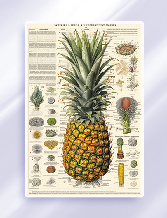 菠萝科学展示手绘插图