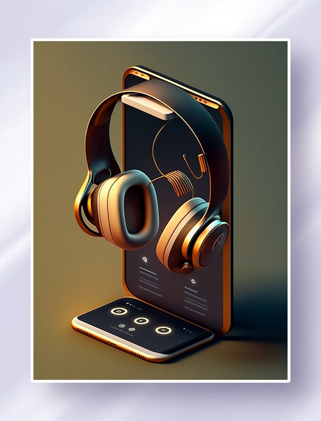 炫酷黑金色耳机类立体手机APP应用程序界面设计电商促销