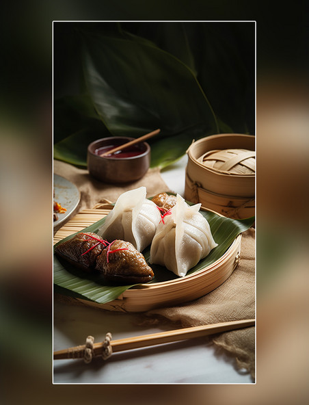 美味粽子美食特色中国传统节日端午节糯米粽子摄影图高清食物拍摄