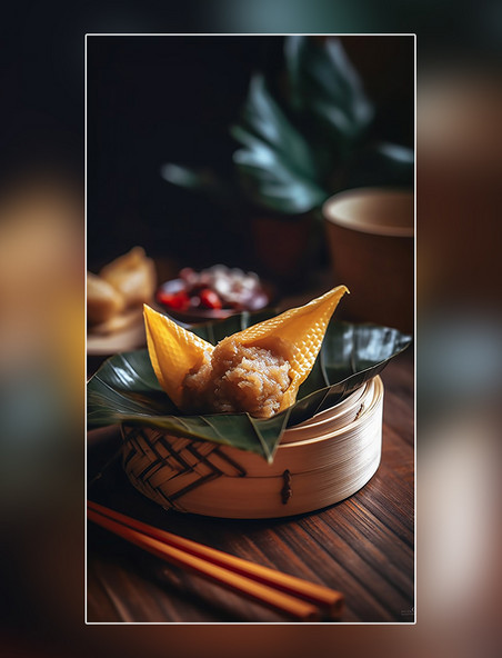美食端午节中国传统节日特色糯米粽子美味粽子摄影图高清食物拍摄