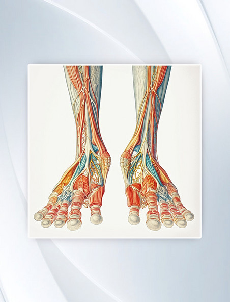 描绘人体脚关节的透视视图