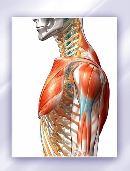 人体肩膀部位关节透视图数字插画