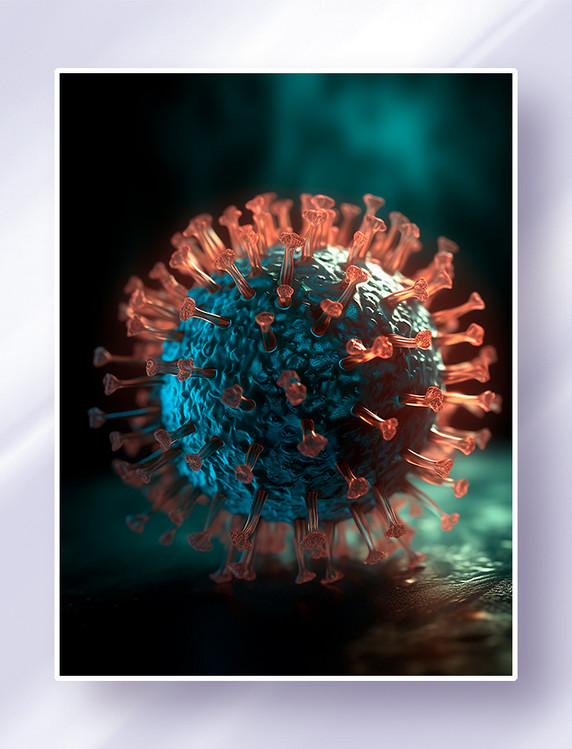 红蓝色生物病毒显微镜放大特写细菌病菌