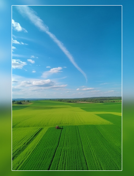 无人机农业场景摄影阳光明媚明亮绿色春天云高清摄影