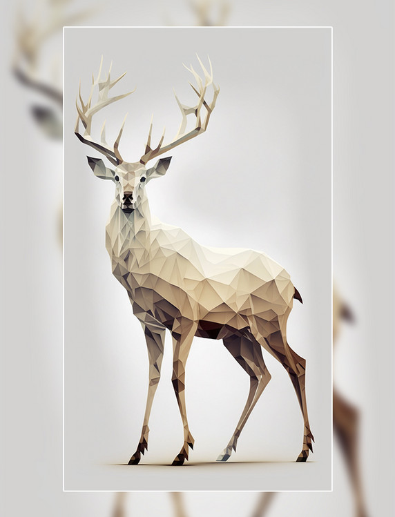 几何低面体结构动物鹿