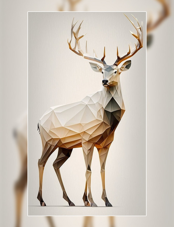 几何低面体结构动物鹿