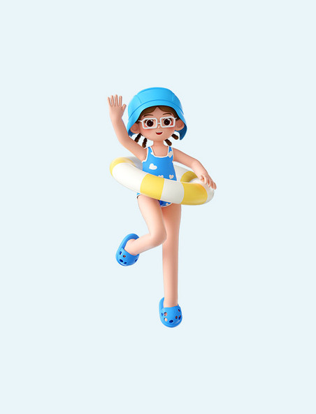 夏天沙滩3D立体泳装人物夏季