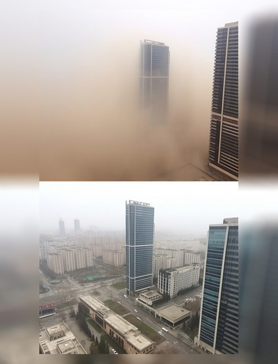 沙尘暴席卷城市对比图