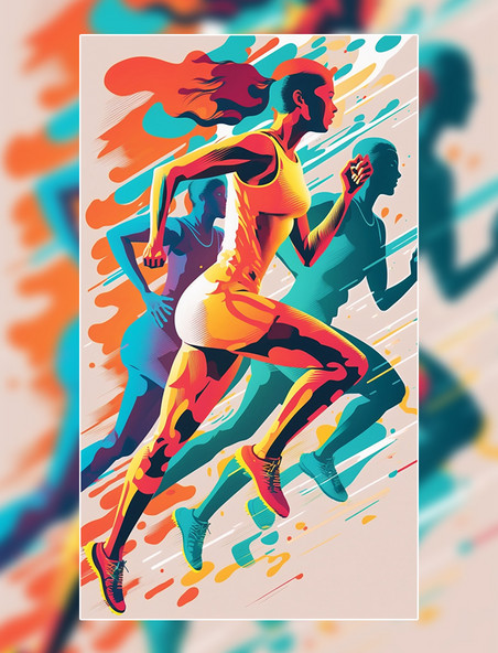 动感运动人物奔跑剪影跑步体育