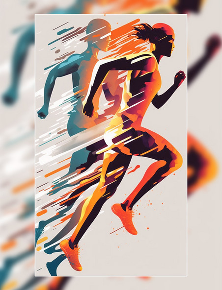 动感运动人物女士跑步剪影跑步体育