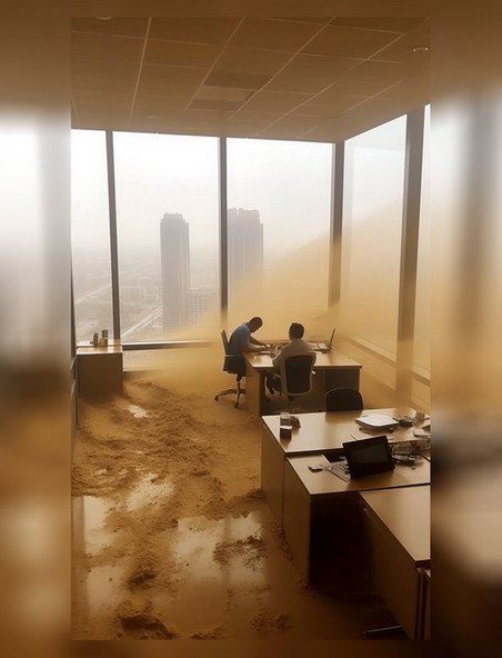 沙尘暴的办公室工作环境