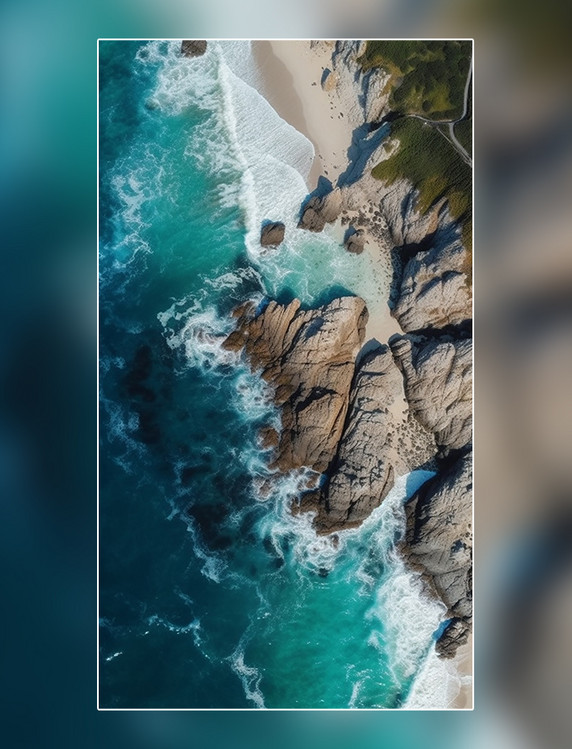 美丽的风景海洋摄影图无人机摄影鸟瞰图大海海岸岩石悬崖波浪