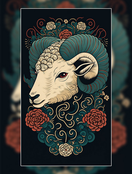 十二生肖生肖羊羊头动物