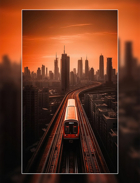 城市建筑火车高楼大厦摄影图
