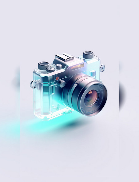 商务风玻璃质感相机图标白色背景图标icon