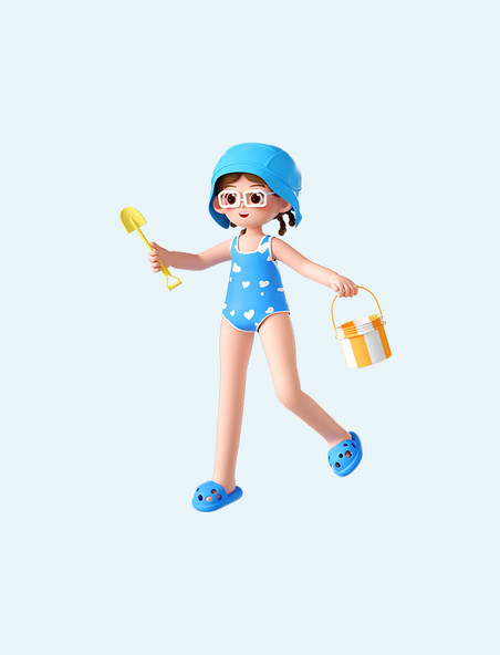 夏天沙滩3D立体泳装人物夏季