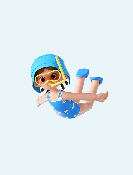夏天海边3D立体泳装人物潜水夏季
