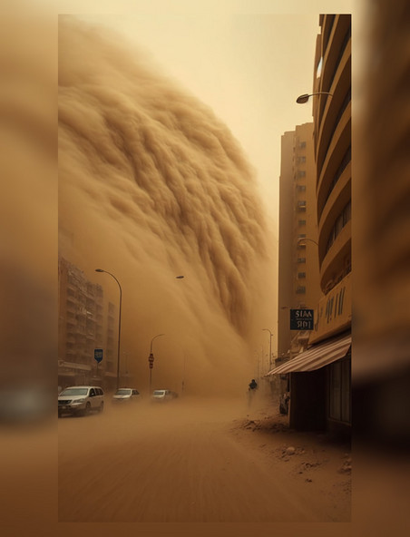 沙尘暴席卷城市街头