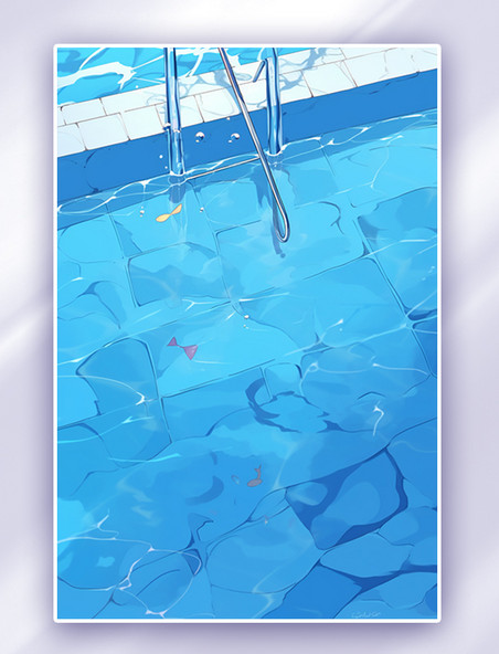 夏天夏季泳池游泳池水池蓝色AI绘画