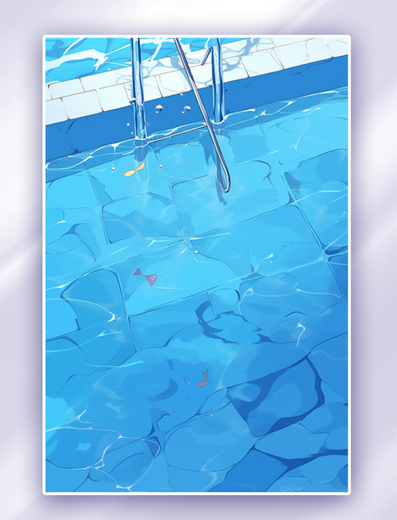 夏天夏季泳池游泳池水池蓝色AI绘画