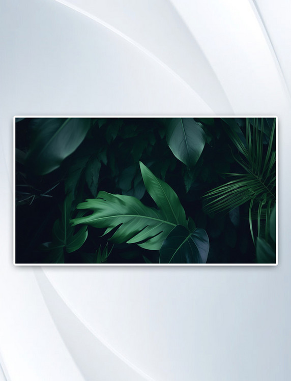 AI绘画绿色热带植物叶子背景