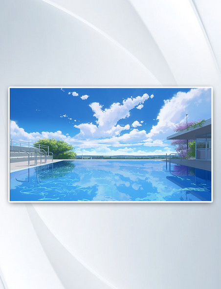 度假夏天游泳池背景插图