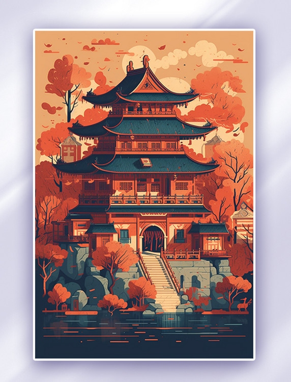 北京城市插画扁平数字艺术数字插画