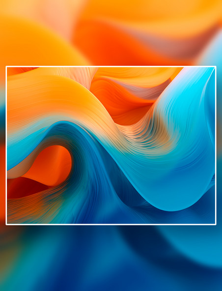 蓝橙色抽象渐变色曲线极简商务风PPT背景图