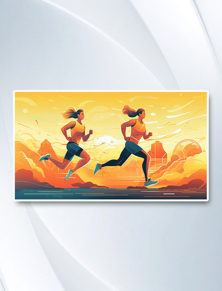 奥运会体育健身运动彩色插画