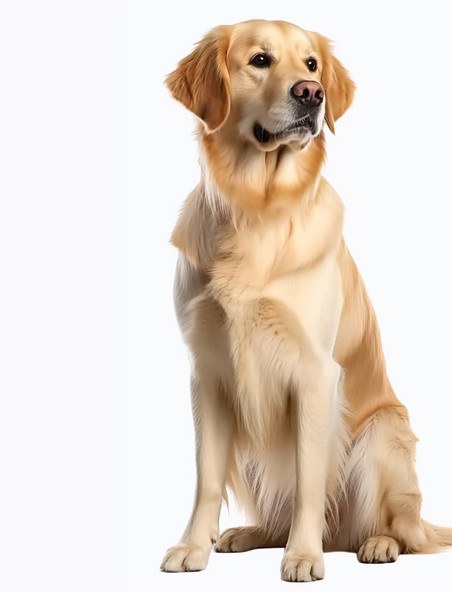 坐着的金毛摄影图白底宠物狗