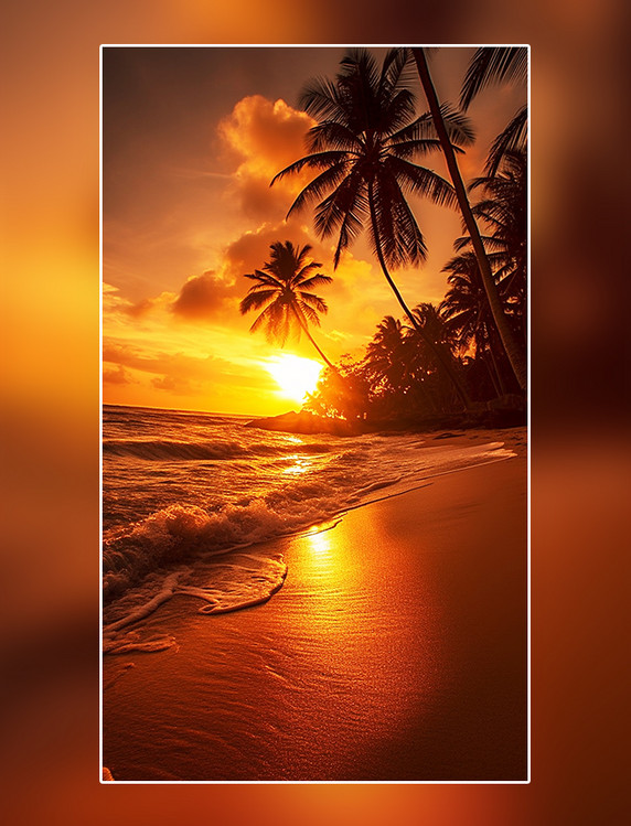 海边沙滩椰子树夏天夜晚场景摄影