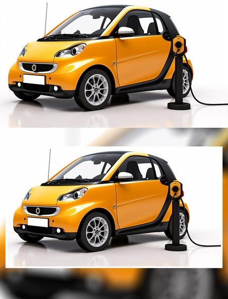 小黄车新能源汽车在充电桩充电横图