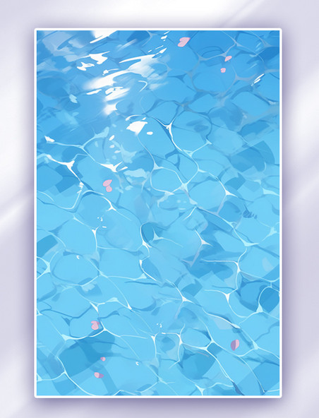 蓝色夏天夏季泳池游泳池水池数字插画
