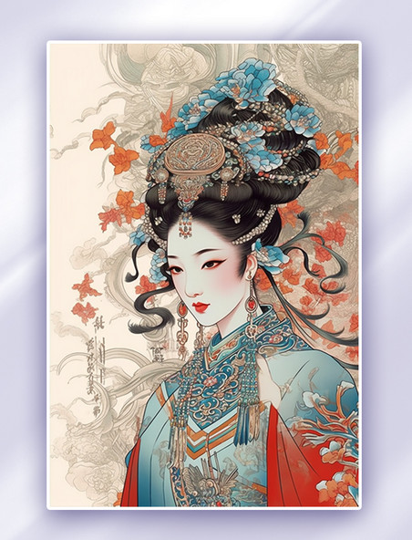 中国风中国传统戏曲角色数字艺术AI绘画