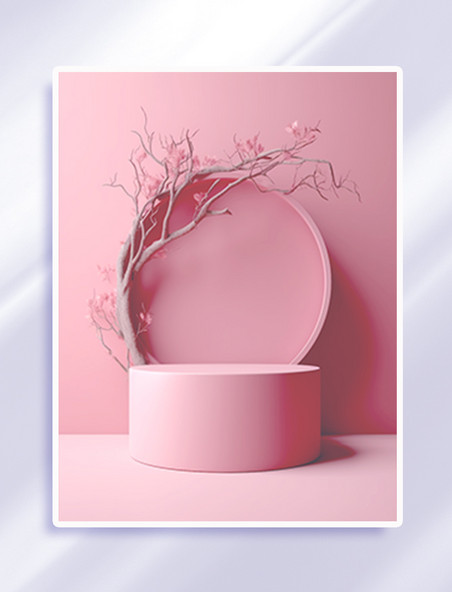 粉色电商商品展示3D展台