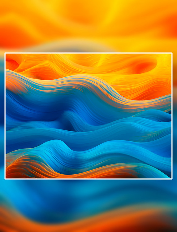 抽象渐变曲线蓝橙色PPT幻灯片背景图