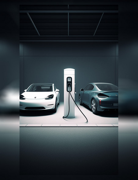 室内新能源汽车在充电桩充电