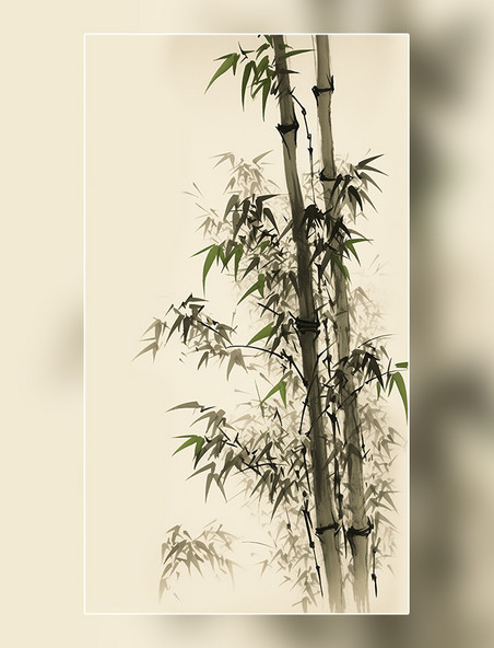 国风插画竹子中国水墨画传统绘画风格中国水墨风格超细节