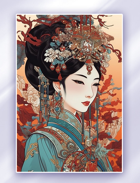 中国传统戏曲角色数字艺术中国风数字插画