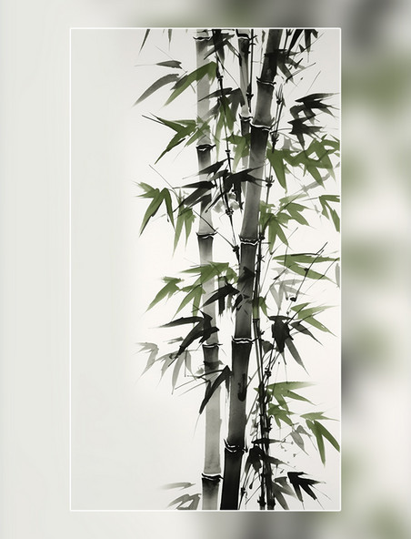 中国水墨画竹子国风插画传统绘画风格中国水墨风格超细节图片_潮国创意