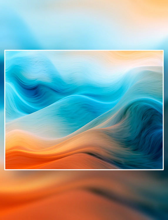 蓝橙色抽象渐变曲线PPT背景图