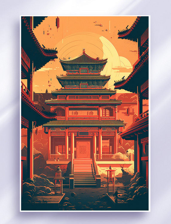 北京城市插画扁平数字I绘画艺术