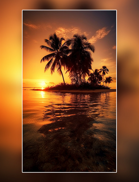 夜晚海边沙滩椰子树夏天场景摄影