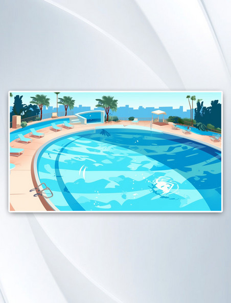 AI绘画夏天度假游泳池背景插图